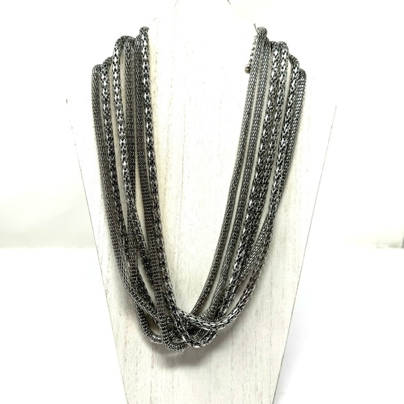Layered silver tone fashion necklace - Picture 6 of 11
